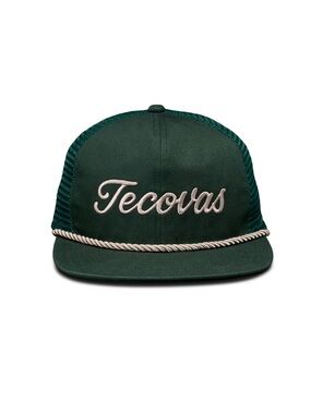 Tecovas Forest Green flat brim Trucker Hat with Rope